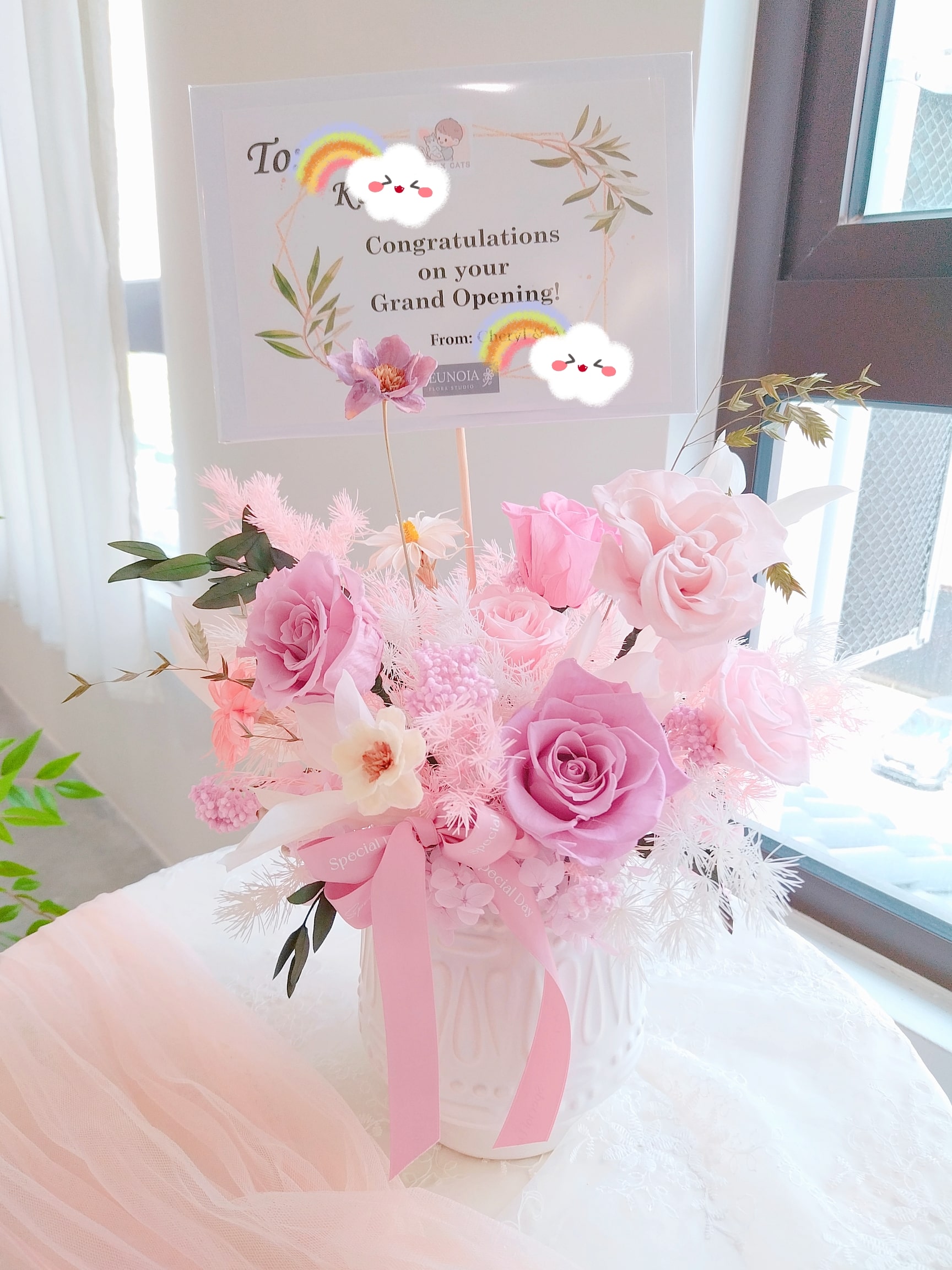 【Dreamy Pink】Eternal Flower Vase Arrangement